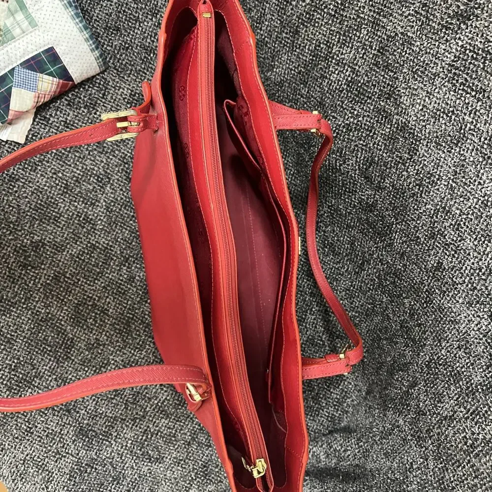 TORY BURCH Red Saffiano Leather York Tote Large Adjustable Shoulder Bag Carryall